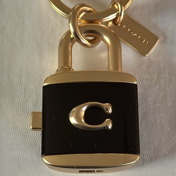 COACH Black and Gold Padlock Keychain/Bag Charm - Picture 2 of 5